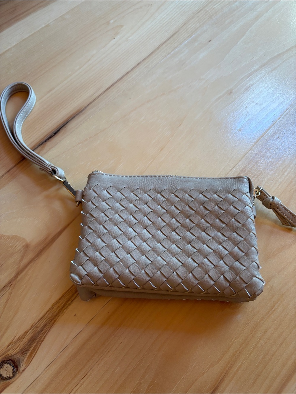 Charming Charlie Woven Wristlet in Taupe